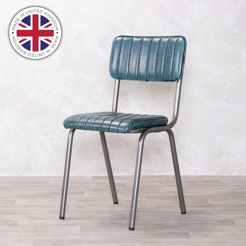 Blue faux leather - leather, chair