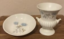 Wedgwood Ice Rose Bone China Set Grecian Urn Footed Vase Trinket Dish