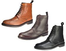 Benchgrade Mens All Leather Welted Lace Up Brogue Dealer Boots 7 8 9 10 11 12