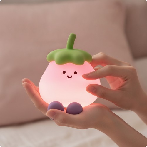 Cute smiling eggplant - smiling, lamp