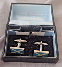 VAN GILS BOXED SCOTTISH SALTIRE / FLAG SCOTLAND CUFFLINKS