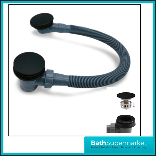 Black concealed bath overflow - black,