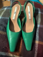 Womens Zara Green Sling Back Shoe Size 37 UK 4