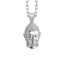 Buddha in Polished Sterling Silver Necklace for Healing Gift