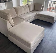 U-Shape | Bishop Corner Sofa | High Back | Cream Plush | Brand New - Sales 