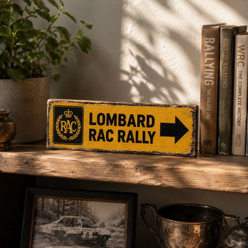 Lombard rac rally wooden - wooden, sign