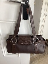 Oroton Chocolate Brown Leather Shoulder Bag.