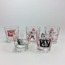 vintage 5 x whisky glass white
