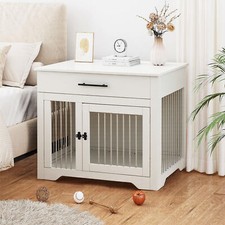 Large Wooden Furniture Dog Crate Anti-Anxiety Pet Dog Kennel Cage Bed End Table