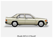 POSTER - MERCEDES 190E COSWORTH - (A4 A3 A2 sizes) Art Print Car RENDER W201