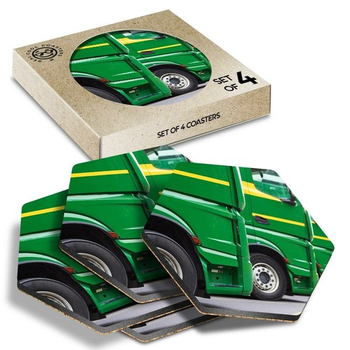 Hexagon coasters green - 4, x