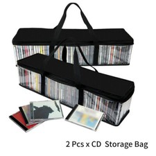 2X Large Clear Holds DVD CD Storage Holder Easy Zip Closure Carry Bag Organizer