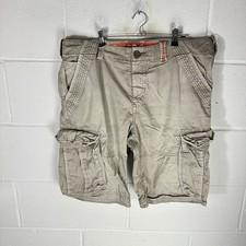 Superdry Shorts Mens 2XL XXL Beige Cargo Utility Pockets Military Corelite Heavy