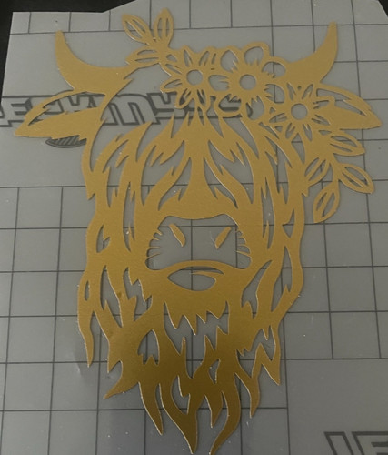 Highland cow decal heifer - highland, gold