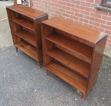 Pair vintage walnut bookcases