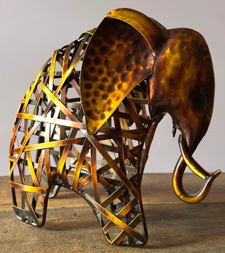 Metal elephant sculpture - metal,
