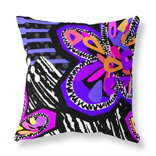 Trendy Modern Floral Zip FILLED CUSHION Multi-Coloured Designer