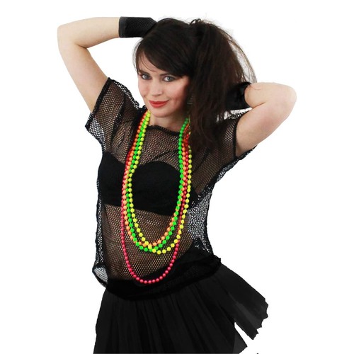 Black 80s mesh top neon - mesh,