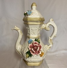 Vintage Ornamental Capodimonte Teapot Floral Decoration 1212/23 Made In Italy