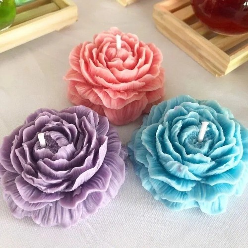 Large peony silicone candle - peony,