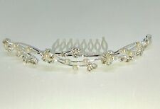 Girls Womens Crystal Tiara Head Dress Comb Slide Communion Wedding Pageant   