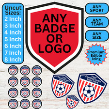 Football Logo Badge Edible Cake Topper Any Team Or Sport Cake Cupcake Decoration