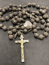 Antique Ebony Handcrafted wooden rosary  beads& Crucifix 108cm Lenth
