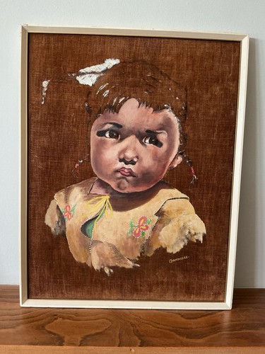 Vintage oil painting velvet - vintage,