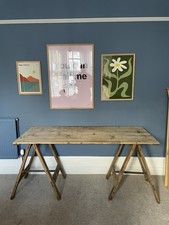 Vintage Wooden Pine Trestle Table 1600mm x 650mm x 755mm High