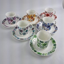 Elizabethan Carnaby Fine Bone China – 6 Cups 3"  & Saucers Retro Floral Set