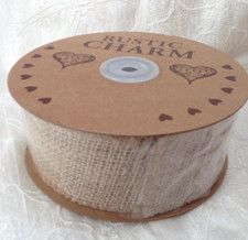 10 Metres Rustic Wire Edge Burlap Hessian Jute Ribbon New Reel 50mm (2") wide