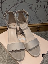 Suede Block Heeled Scalloped