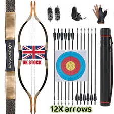 30-50lbs Traditional Archery LONG Bow Hunting Mongolian Horse Bow&Arrow Set