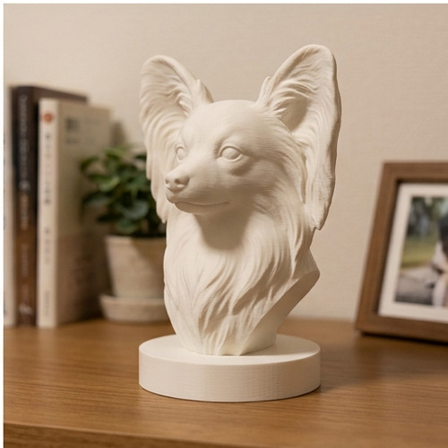 Papillon dog bust sculpture - dog, 3d