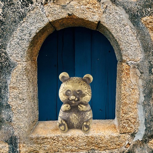Brass panda bear figurine - brass,
