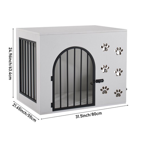 Wooden dog crate end - dog, table