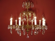 ANTIQUE VINTAGE BRASS CRYSTAL