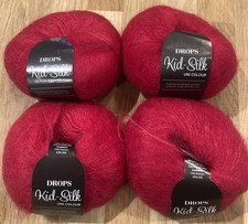 100g DROPS KIDSILK COL 14 red 4 x 25g balls laceweight yarn silk kid haze
