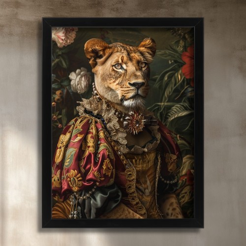 Renaissance lioness portrait - lioness,