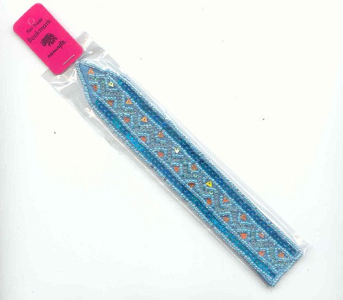 Embroidered bookmark blue - embroidered ,