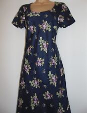 Laura Ashley Vintage, Wilde Rose Hyacinth 100% Linen Bias Cut Maxi Dress UK 8
