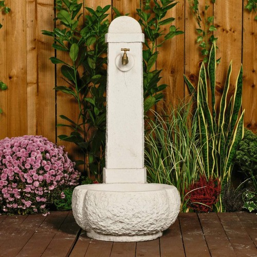 Large white stone fountain - large,