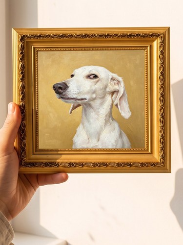 White lurcher portrait - white,