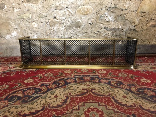 Victorian brass fire fender - brass,
