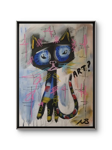 Abstract black cat 12x16 neo - abstract,