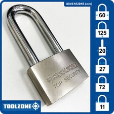 Heavy Duty Extra Long Shackle Padlock 60mm. Hardened Steel Security Padlocks