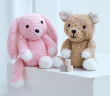 Knitting pattern copy 2465.  Toy bunny rabbit & teddy bear.  25 cm tall. Snuggly