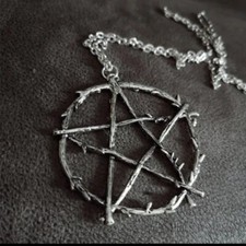 Gothic Branch Pentagram Necklace Large Symbol Wiccan Long Pendant Necklace