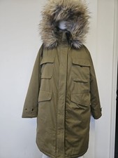 Topshop Ladies Khaki Parka Faux Fur Hood Trim Kangaroo Pocket Size 10 BN