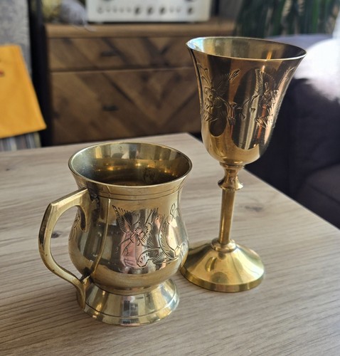 Vintage brass goblet - vintage,